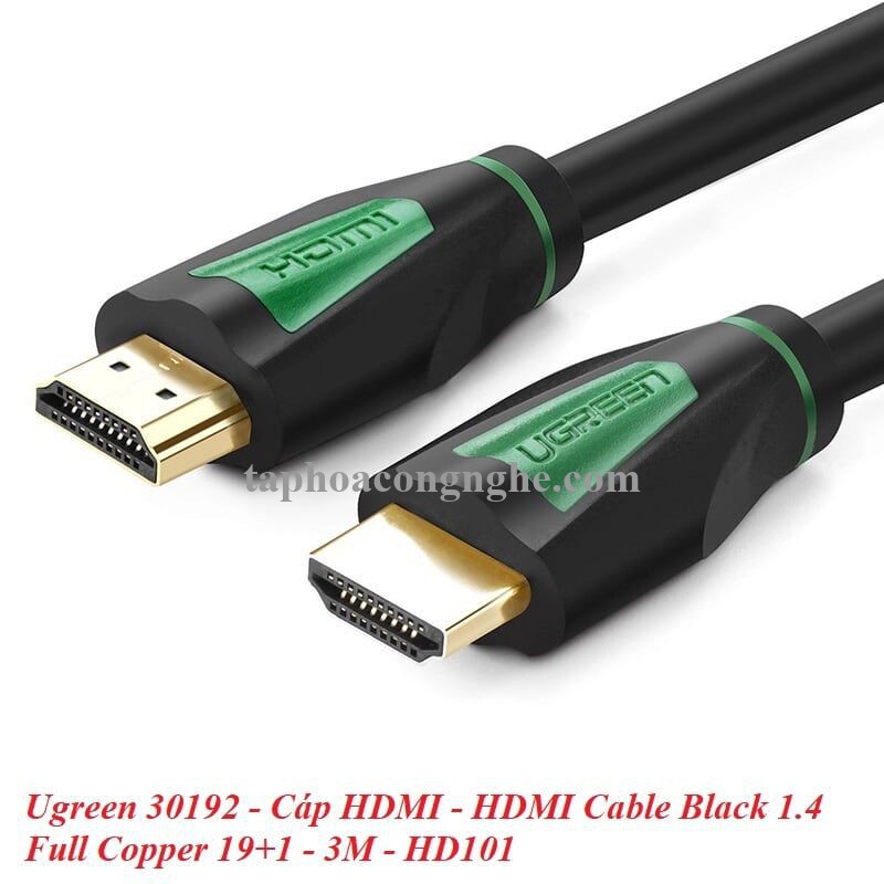 Ugreen 30192 3M màu Đen Cáp tín hiệu HDMI chuẩn 1.4 hỗ trợ phân giải 4K * 2K HD116 30030192